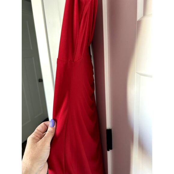 Lauren by Ralph Lauren Side Draped Jersey Knit Knee-Length Dress Size 4 Deep Red - Picture 6 of 7
